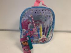 24 X BRAND NEW TROLLS ACTIVITY CARRY CASES WITH ACTIVITY BOOK, STICKERS, MARKERS, PENCIL, SHARPENER,