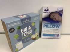 4 X BRAND NEW SLEEP GENIE COOLING GEL PILLOWS AND 5 X GIN AND TONIC CAKE MAKING SETS