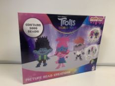 24 X BRAND NEW BOXED TROLLS MELTUMS PICTURE BEAD CREATIONS 3000 BEAD SETS IN 2 BOXES