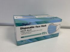 6 X BOXES OF 50 ADULT DISPOSABLE FACE MASKS