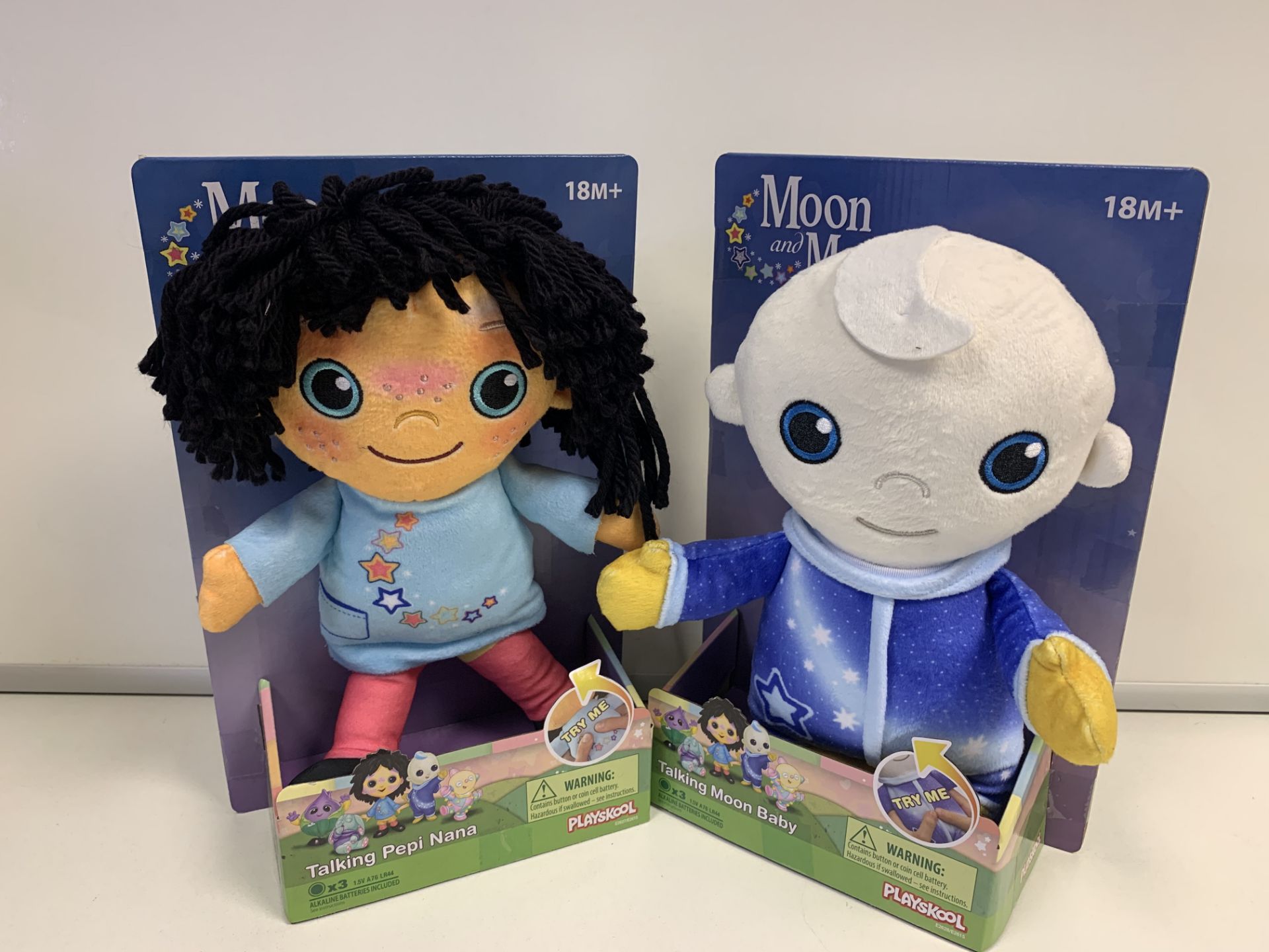 24 X BRAND NEW BOXED ASSORTED MOON AND ME PLUSH TALKING TOYS