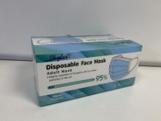 6 X BOXES OF 50 ADULT DISPOSABLE FACE MASKS