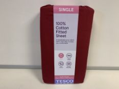 (NO VAT) 18 X BRAND NEW TESCO BERRY 100% COTTON SINGLE FITTED SHEETS