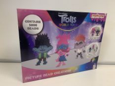 24 X BRAND NEW BOXED TROLLS MELTUMS PICTURE BEAD CREATIONS 3000 BEAD SETS IN 2 BOXES