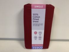 (NO VAT) 18 X BRAND NEW TESCO BERRY 100% COTTON SINGLE FITTED SHEETS