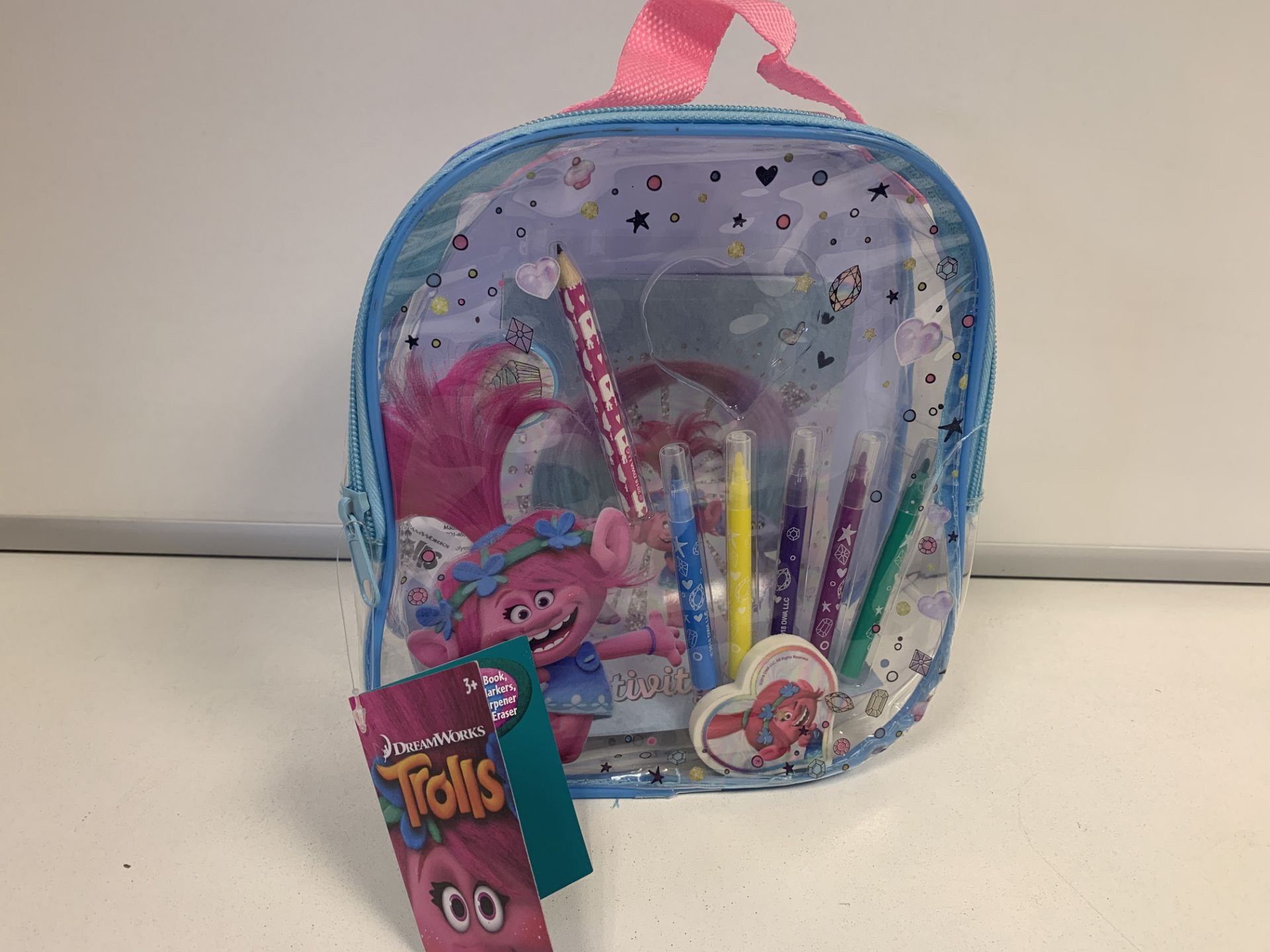 24 X BRAND NEW TROLLS ACTIVITY CARRY CASES WITH ACTIVITY BOOK, STICKERS, MARKERS, PENCIL, SHARPENER,