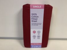 (NO VAT) 18 X BRAND NEW TESCO BERRY 100% COTTON SINGLE FITTED SHEETS