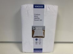 (NO VAT) 12 X BRAND NEW TESCO KINGSIZE COTTON RICH WAFFLE DUVET SETS