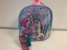 24 X BRAND NEW TROLLS ACTIVITY CARRY CASES WITH ACTIVITY BOOK, STICKERS, MARKERS, PENCIL, SHARPENER,