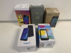 5 X RETAIL BOXED OPEN NETWORK MOBILE PHONES INCLUDING ALCATEL A5, NUU A1, ETC