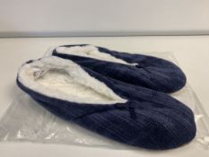 30 X BRAND NEW CHENIL BLUE SOCK SLIPPERS