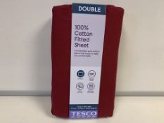 (NO VAT) 16 X BRAND NEW TESCO BERRY 100% COTTON DOUBLE FITTED SHEETS