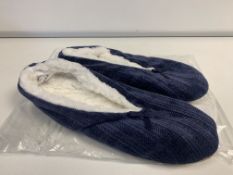 30 X BRAND NEW CHENIL BLUE SOCK SLIPPERS