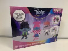 24 X BRAND NEW BOXED TROLLS MELTUMS PICTURE BEAD CREATIONS 3000 BEAD SETS IN 2 BOXES