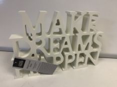 (NO VAT) 36 X BRAND NEW BOXED MAKE DREAMS HAPPEN WORD BLOCKSIN 9 BOXES