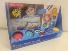 18 X BRAND NEW FISHER PRICE 12 PIECE DOUGH DOTS PLAYSETS IN 3 BOXES