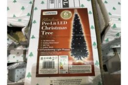 7 X 6 FOOT PRE LIT LED CHRISTMAS TREES (PLEASE NOTE BOXES MAY BE DAMAGED)