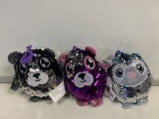 40 X SMALL SHIMMEEZ SEQUIN SOFT TOYS