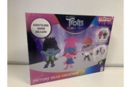 24 X BRAND NEW BOXED TROLLS MELTUMS PICTURE BEAD CREATIONS 3000 BEAD SETS IN 2 BOXES