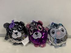 40 X SMALL SHIMMEEZ SEQUIN SOFT TOYS