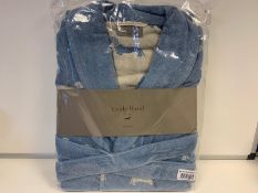 5 X BRAND NEW EMILY BOND BLUE COLOURED BATH ROBES IN VARIOUS SIZES WITH DACHSHUND DETAIL