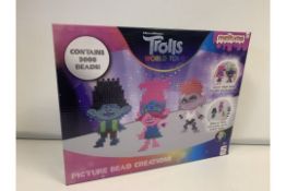 24 X BRAND NEW BOXED TROLLS MELTUMS PICTURE BEAD CREATIONS 3000 BEAD SETS IN 2 BOXES