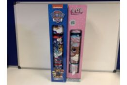 (NO VAT) 12 X BRAND NEW PAW PATROL AND LOL SUPRISE GIANT CRACKERS IN 1 BOX