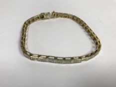 9 Carat Yellow Gold Square Design Diamond Bracelet. Comes with Insurance Valuation of £1,250