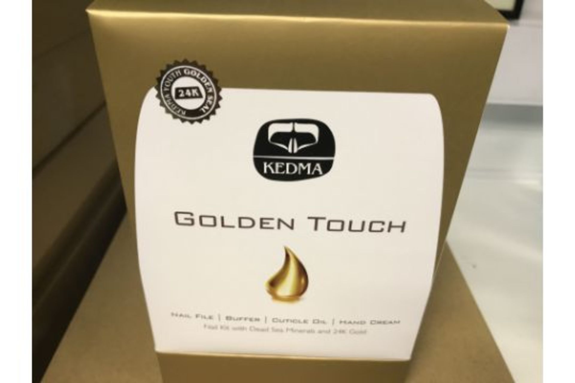 KEDMA GOLDEN TOUCH NAIL KIT WITH DEAD SEA MINERALS AND 24K GOLD, EACH SET CONTAINS NAIL FILE,