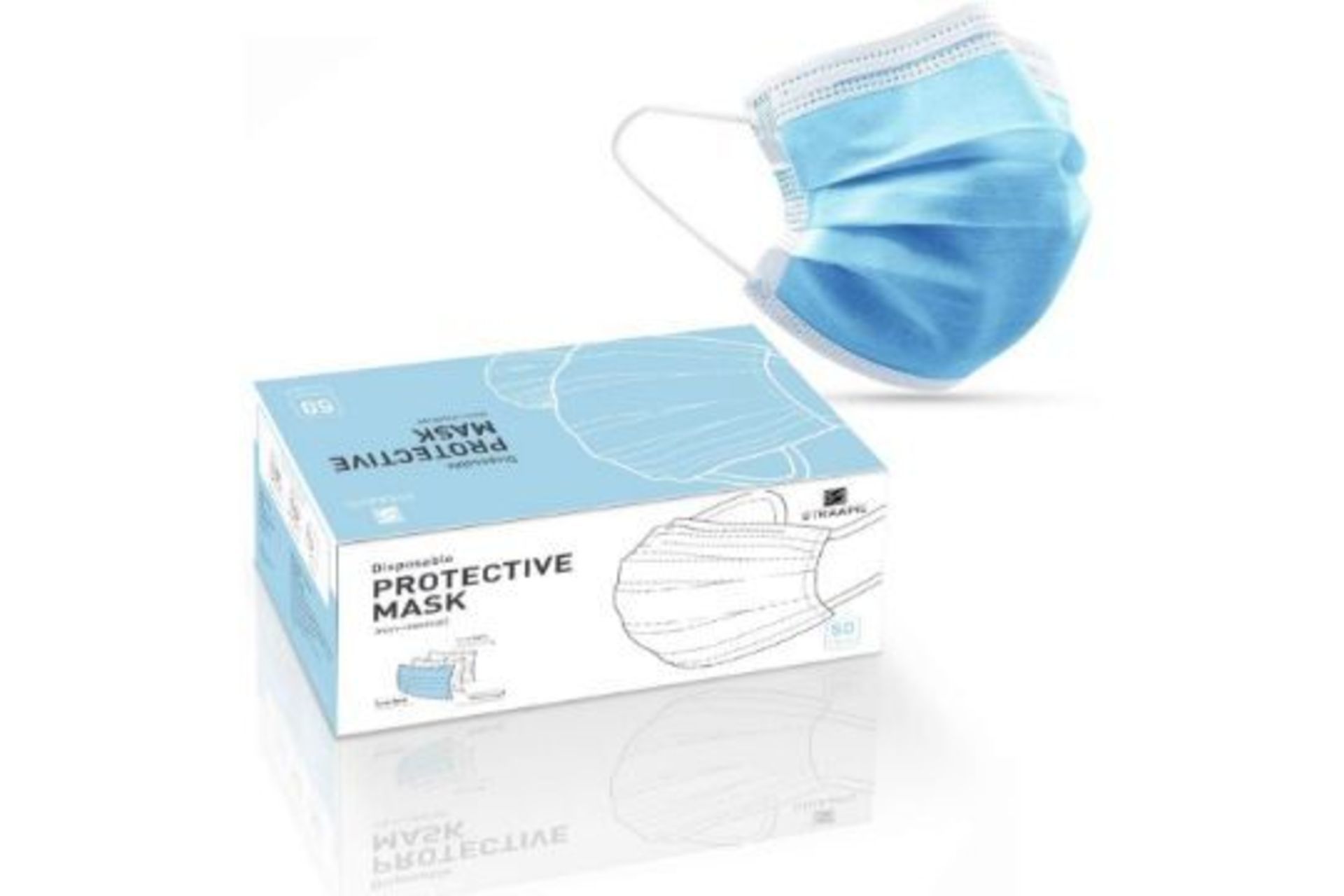 3 X BOXES OF 50 ADULT DISPOSABLE FACE MASKS - 3 PLY