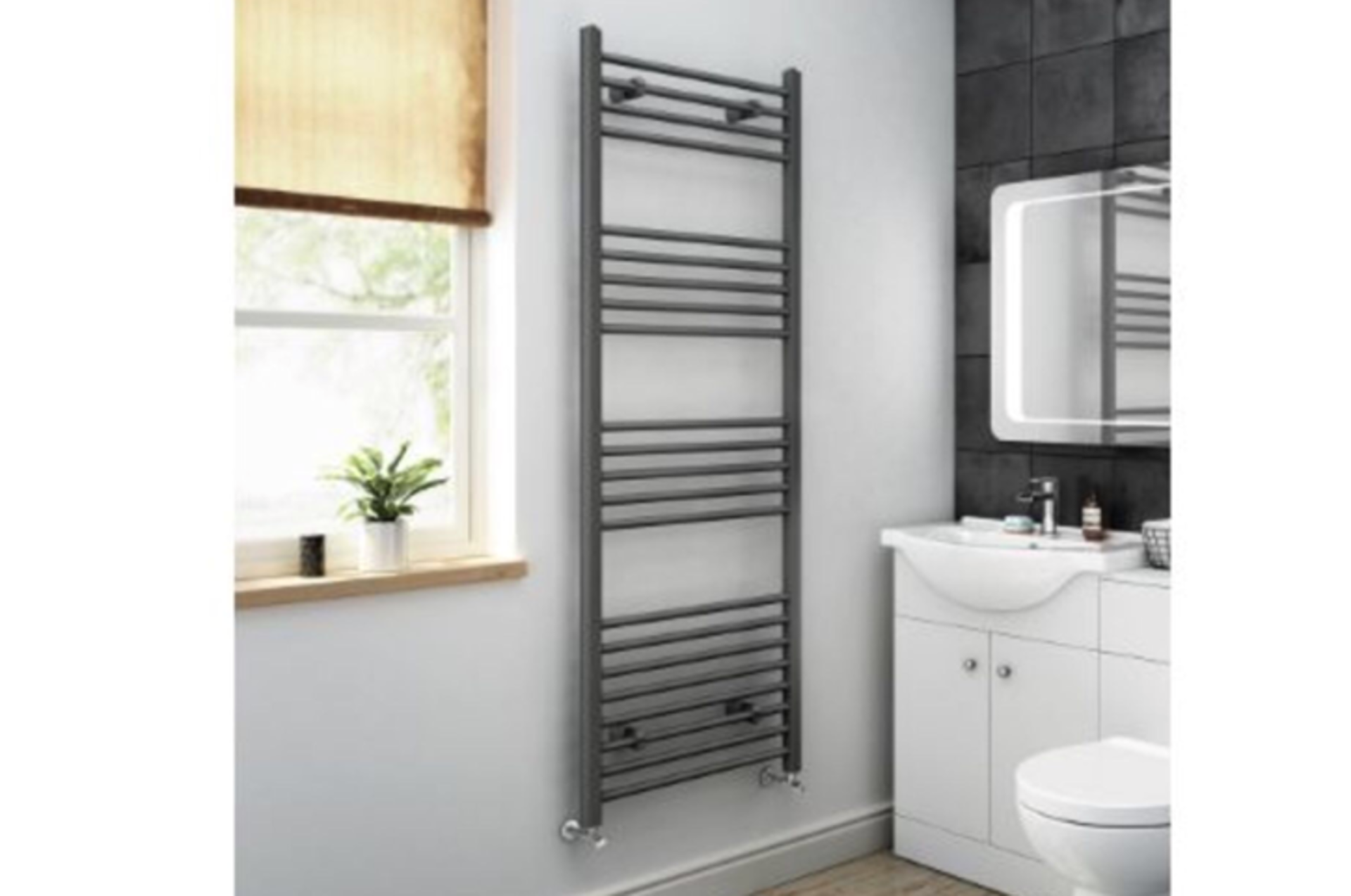BRAND NEW BOXED 1600x600MM ANTHRACITE TOWEL RADIATOR. RRP £249