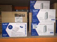 10 X BRAND NEW ZYXEL WIRELESS ADSL MODEM ROUTERS AND 16 X BRAND NEW AYXEL ALL IN ONE ADSL2 AND