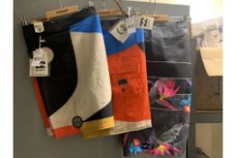 9 X BRAND NEW BILLABONG SHORTS IN VARIOUS STYLES AND SIZES RRP £495