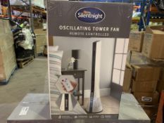 SILENTNIGHT OSCILLATING TOWER FAN WITH REMOTE CONTROL (TESTED WORKING)