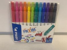 9 x BRAND NEW PILOT FRIXION COLOURS 12 PACK MULTICOLOUR PENS