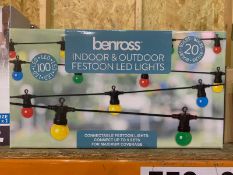 BRAND NEW BENROSS INDOOR AND OUTDOOR FESTOON LED LIGHTS 20 BULBS