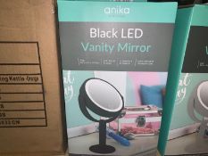 3 x BRAND NEW BOXED ANIKA BATHROOM BLACK LED VANITY MIRROR