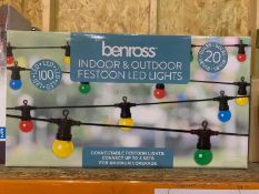 BRAND NEW BENROSS INDOOR AND OUTDOOR FESTOON LED LIGHTS 20 BULBS