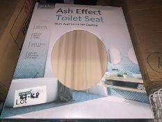 3 x BRAND NEW BOXED ANIKA ASH EFFECT TOILET SEAT WITH ANTIBACTERIAL COATING