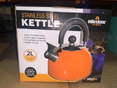 4 x BRAND NEW BOXED MILESTONE CAMPING STAINLESS STEEL KETTLE 2L