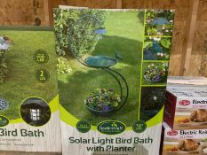 BRAND NEW GARDENKRAFT SOLAR LIGHT BIRD BATH WITH PLANTER