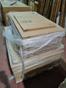 (A19) PALLET TO CONTAIN 63 x NEW ITEMS TO INCLUDE: 33 x 600MM GLOSS CREAM SLAB DOORS & 30 x TEXTURED