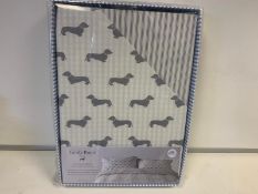 BRAND NEW EMILY BOND KING SIZE DUVET COVER WITH DACHSHUND DETAIL COLOUR GREY RRP £80