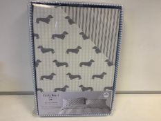 BRAND NEW EMILY BOND KING SIZE DUVET COVER WITH DACHSHUND DETAIL COLOUR GREY RRP £80