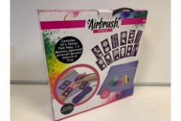6 X BRAND NEW BOXED AIRBRUSH TATTOO SET. INCLUDES BATTERY OPERATED AIRBRUSH SPRAYER. CONTAINS 10 x