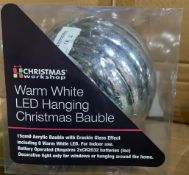 10 X BRAND NEW CHRISTMAS WORKSHOP WARM WHITE LED HANGING CHRISTMAS BAUBLES