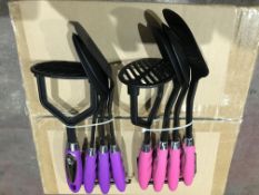 6 X SET OF 4 COLOURED HANDLE NYLON UTENSILS