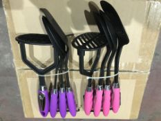 6 X SET OF 4 COLOURED HANDLE NYLON UTENSILS