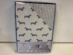 BRAND NEW EMILY BOND KING SIZE DUVET COVER WITH DACHSHUND DETAIL COLOUR GREY RRP £80