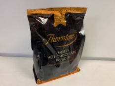 20 X 1.6KG THORNTONS LUXURY HOT CHOCOLATE POWDER BB 02/21 RRP £21.99 EACH